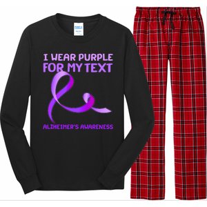 I Wear Purple For My Personalize Text Alzheimer's Awareness Long Sleeve Pajama Set