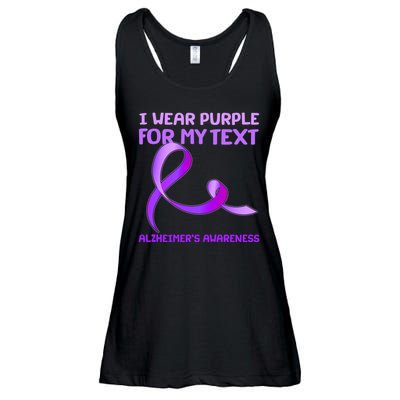 I Wear Purple For My Personalize Text Alzheimer's Awareness Ladies Essential Flowy Tank