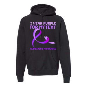 I Wear Purple For My Personalize Text Alzheimer's Awareness Premium Hoodie