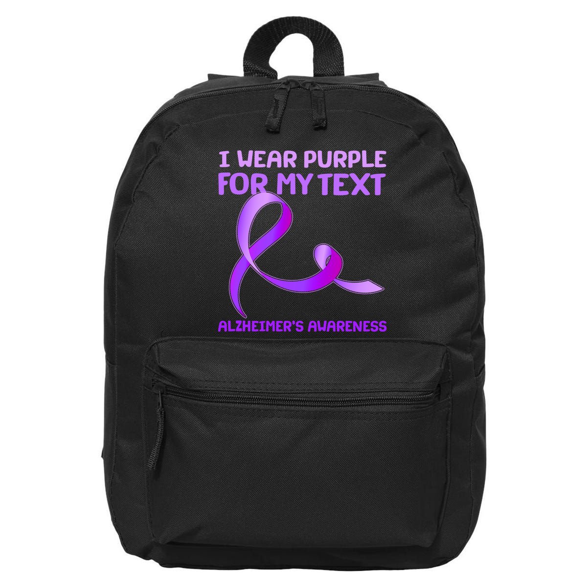I Wear Purple For My Personalize Text Alzheimer's Awareness 16 in Basic Backpack