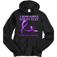 I Wear Purple For My Personalize Text Alzheimer's Awareness Tie Dye Hoodie