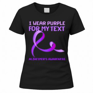 I Wear Purple For My Personalize Text Alzheimer's Awareness Women's T-Shirt