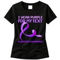 I Wear Purple For My Personalize Text Alzheimer's Awareness Womens T-Shirt