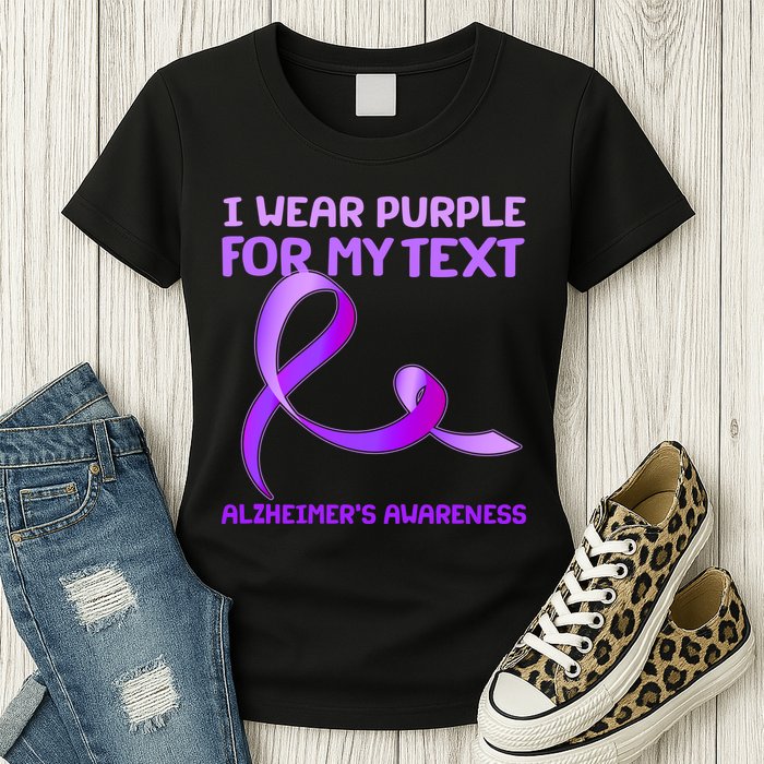 I Wear Purple For My Personalize Text Alzheimer's Awareness Womens T-Shirt