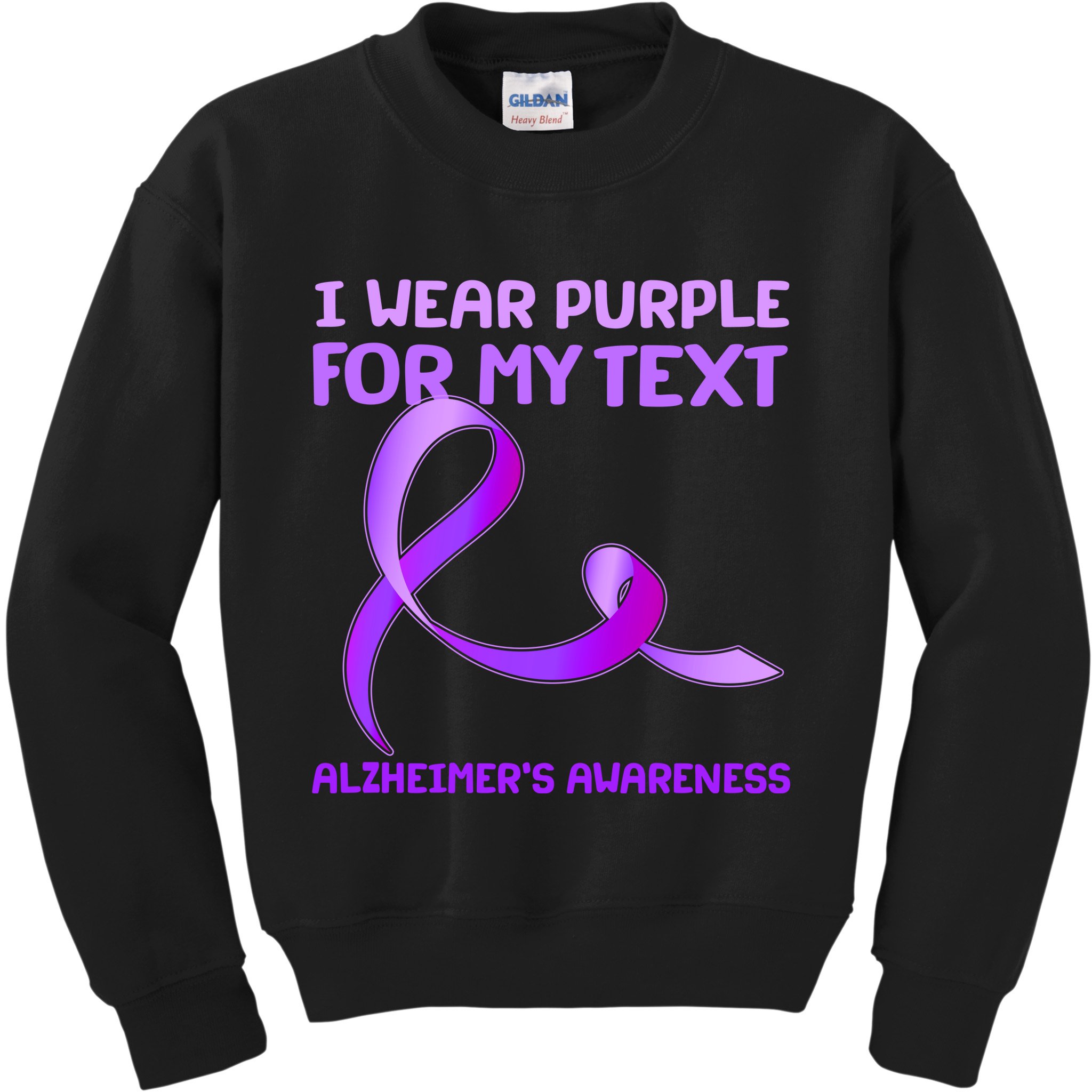 I Wear Purple For My Personalize Text Alzheimer's Awareness Kids Sweatshirt