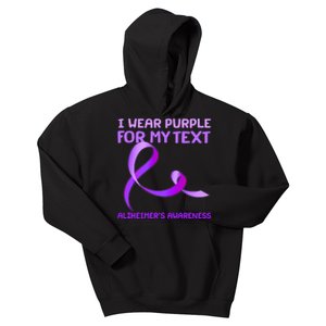 I Wear Purple For My Personalize Text Alzheimer's Awareness Kids Hoodie