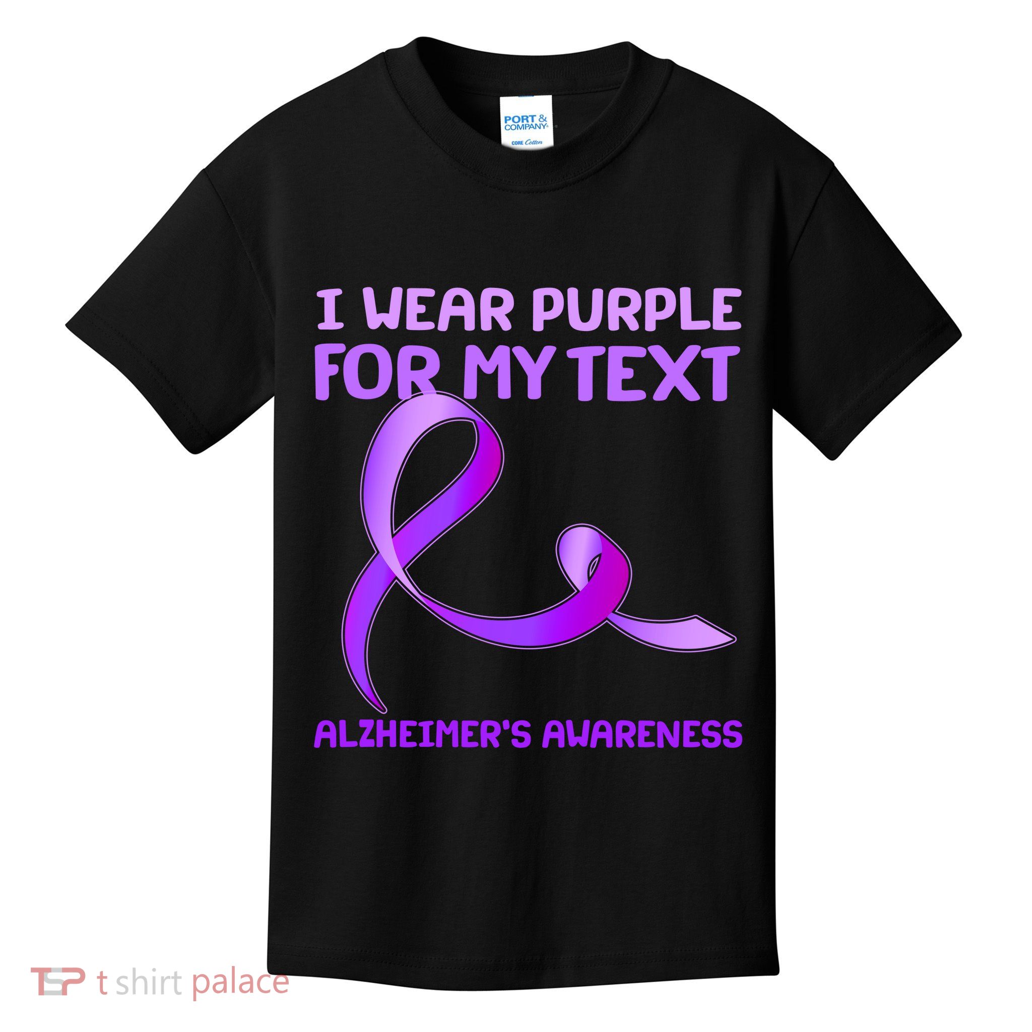 I Wear Purple For My Personalize Text Alzheimer's Awareness Kids T-Shirt