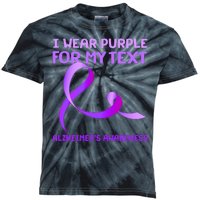 I Wear Purple For My Personalize Text Alzheimer's Awareness Kids Tie-Dye T-Shirt