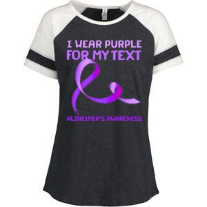 I Wear Purple For My Personalize Text Alzheimer's Awareness Enza Ladies Jersey Colorblock Tee