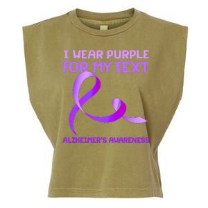 I Wear Purple For My Personalize Text Alzheimer's Awareness Garment-Dyed Women's Muscle Tee