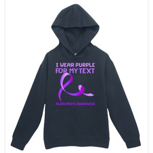 I Wear Purple For My Personalize Text Alzheimer's Awareness Urban Pullover Hoodie