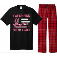 I Wear Pink For My Sister Breast Cancer Awareness USA Flag Pajama Set