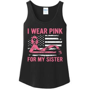 I Wear Pink For My Sister Breast Cancer Awareness USA Flag Ladies Essential Tank