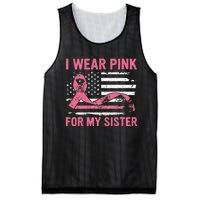 I Wear Pink For My Sister Breast Cancer Awareness USA Flag Mesh Reversible Basketball Jersey Tank