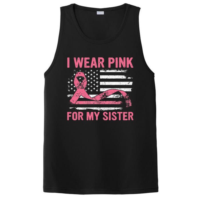 I Wear Pink For My Sister Breast Cancer Awareness USA Flag PosiCharge Competitor Tank