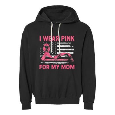 I Wear Pink For My Mama American Breast Cancer Support Squad Garment-Dyed Fleece Hoodie