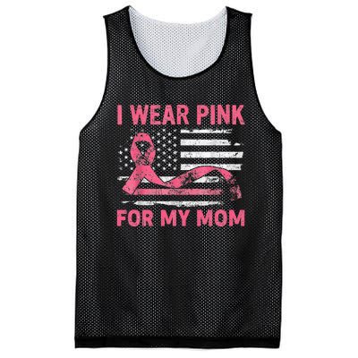 I Wear Pink For My Mama American Breast Cancer Support Squad Mesh Reversible Basketball Jersey Tank