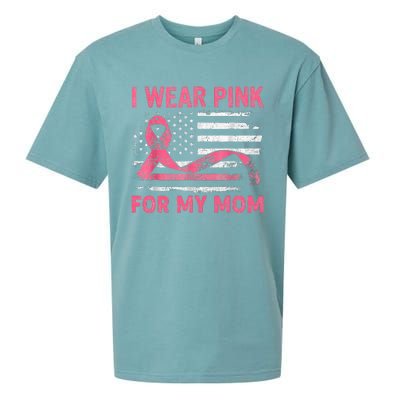 I Wear Pink For My Mama American Breast Cancer Support Squad Sueded Cloud Jersey T-Shirt