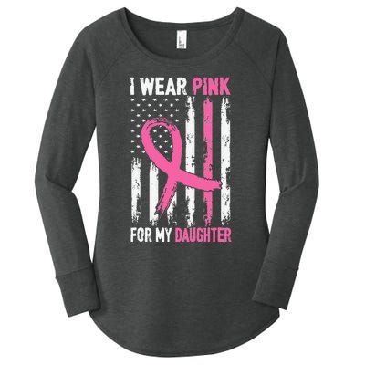 I Wear Pink For My Daughter Breast Cancer Awareness Support Women's Perfect Tri Tunic Long Sleeve Shirt