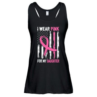 I Wear Pink For My Daughter Breast Cancer Awareness Support Ladies Essential Flowy Tank