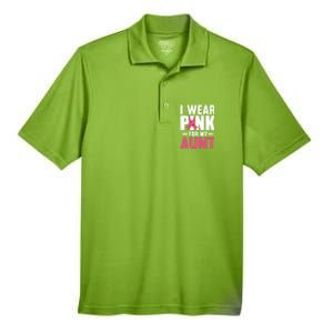 I Wear Pink For My Aunt Ribbon Breast Cancer Awareness Gift Men's Origin Performance Pique Polo