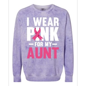 I Wear Pink For My Aunt Ribbon Breast Cancer Awareness Gift Colorblast Crewneck Sweatshirt