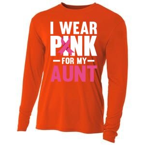 I Wear Pink For My Aunt Ribbon Breast Cancer Awareness Gift Cooling Performance Long Sleeve Crew