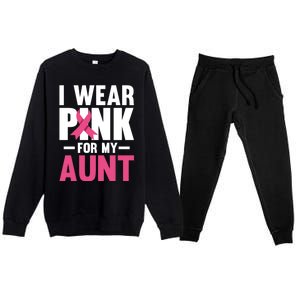 I Wear Pink For My Aunt Ribbon Breast Cancer Awareness Gift Premium Crewneck Sweatsuit Set