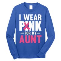 I Wear Pink For My Aunt Ribbon Breast Cancer Awareness Gift Long Sleeve Shirt