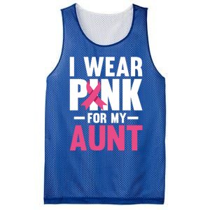 I Wear Pink For My Aunt Ribbon Breast Cancer Awareness Gift Mesh Reversible Basketball Jersey Tank