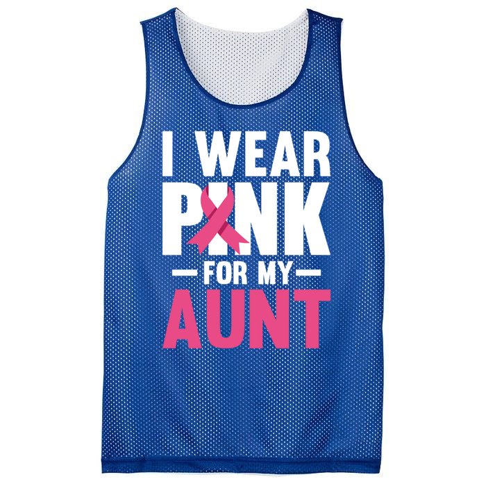 I Wear Pink For My Aunt Ribbon Breast Cancer Awareness Gift Mesh Reversible Basketball Jersey Tank