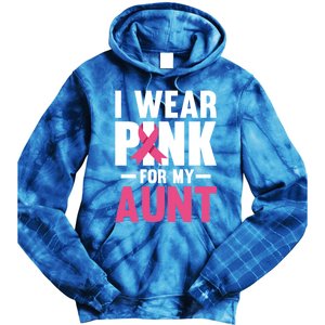 I Wear Pink For My Aunt Ribbon Breast Cancer Awareness Gift Tie Dye Hoodie