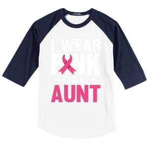 I Wear Pink For My Aunt Ribbon Breast Cancer Awareness Gift Baseball Sleeve Shirt