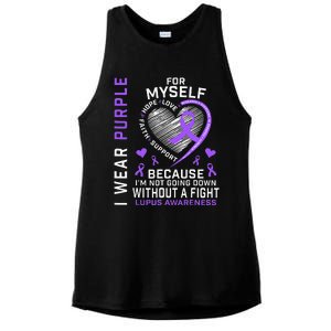 I Wear Purple For Myself Lupus Awareness Warriors Fighters Ladies PosiCharge Tri-Blend Wicking Tank