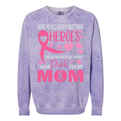 I Wear Pink My Mom Breast Cancer Awareness Kids Support Colorblast Crewneck Sweatshirt