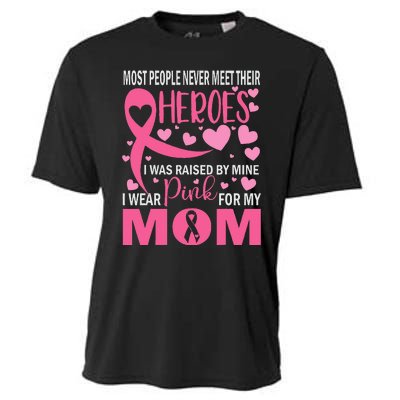 I Wear Pink My Mom Breast Cancer Awareness Kids Support Cooling Performance Crew T-Shirt