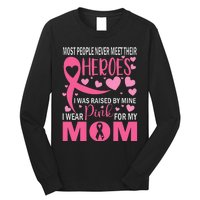 I Wear Pink My Mom Breast Cancer Awareness Kids Support Long Sleeve Shirt