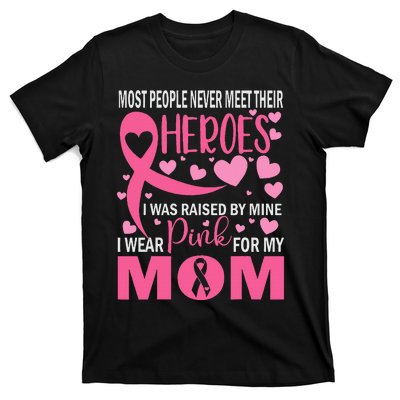 I Wear Pink My Mom Breast Cancer Awareness Kids Support T-Shirt