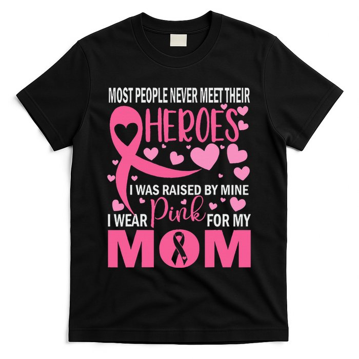 I Wear Pink My Mom Breast Cancer Awareness Kids Support T-Shirt