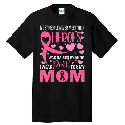 I Wear Pink My Mom Breast Cancer Awareness Kids Support Tall T-Shirt