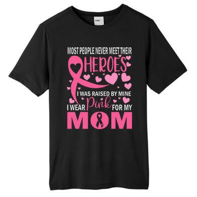 I Wear Pink My Mom Breast Cancer Awareness Kids Support Tall Fusion ChromaSoft Performance T-Shirt