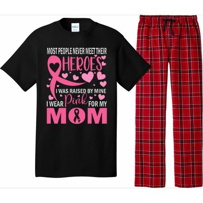 I Wear Pink My Mom Breast Cancer Awareness Kids Support Pajama Set