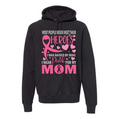 I Wear Pink My Mom Breast Cancer Awareness Kids Support Premium Hoodie