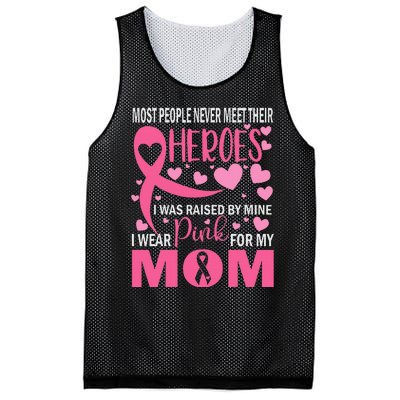 I Wear Pink My Mom Breast Cancer Awareness Kids Support Mesh Reversible Basketball Jersey Tank