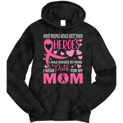 I Wear Pink My Mom Breast Cancer Awareness Kids Support Tie Dye Hoodie