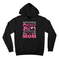 I Wear Pink My Mom Breast Cancer Awareness Kids Support Tall Hoodie