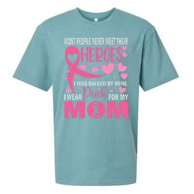 I Wear Pink My Mom Breast Cancer Awareness Kids Support Sueded Cloud Jersey T-Shirt