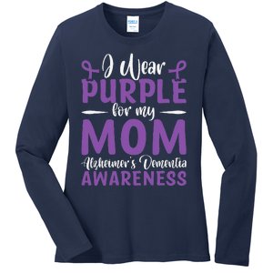 I Wear Purple For My Mom AlzheimerS Dementia Awareness Ladies Long Sleeve Shirt