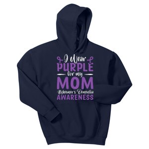 I Wear Purple For My Mom AlzheimerS Dementia Awareness Kids Hoodie