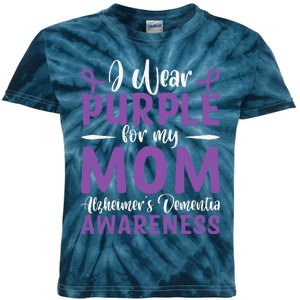 I Wear Purple For My Mom AlzheimerS Dementia Awareness Kids Tie-Dye T-Shirt